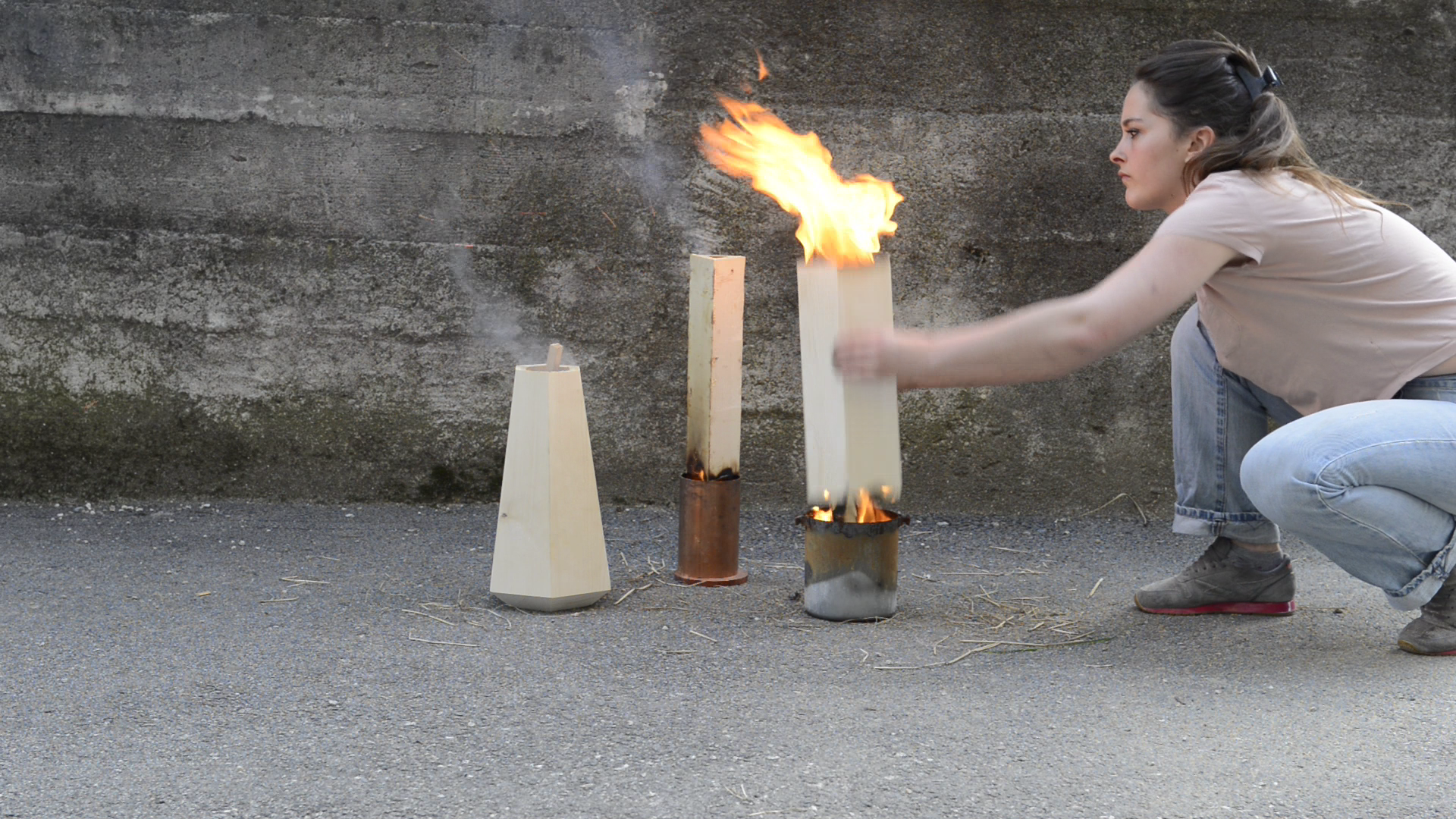 Burned wood vase bois brulé design shou sugi ban